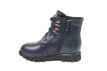 Stylish leather shoe in studio, autumn, spring isolated on white