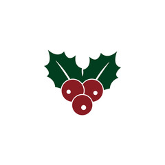 Holly berry icon. Christmas symbol vector illustration on white