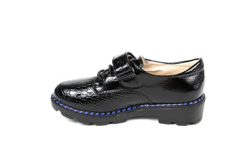 Stylish leather shoe in studio, autumn, spring isolated on white