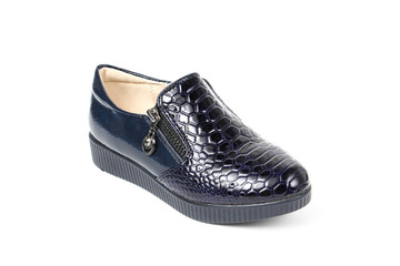 Stylish leather shoe in studio, autumn, spring isolated on white