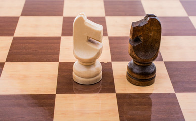 Chess board with chess pieces