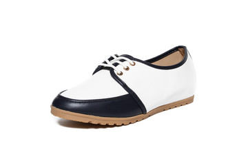 Women's platform black shoes isolated on white background