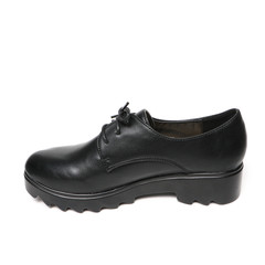 Women's platform black shoes isolated on white background