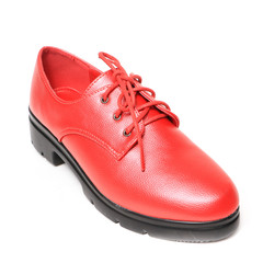 Women's platform red shoes isolated on white background