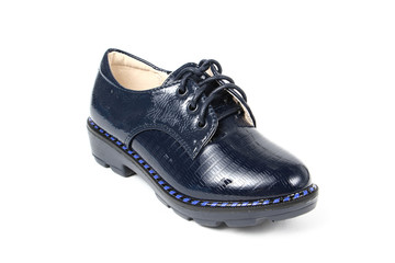 Women's platform blue shoes isolated on white background