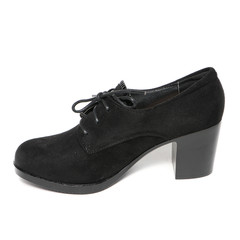 Women's platform black shoes isolated on white background colored