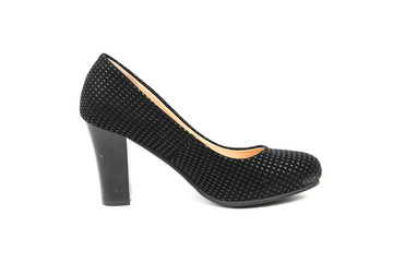 Women's platform black shoes isolated on white background colored
