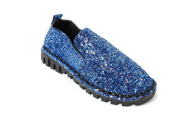 Women's Blue Sport running sneakers shoes isolated on white background colorful