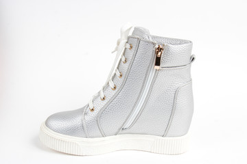 Women's demi-season shoes leather on white background