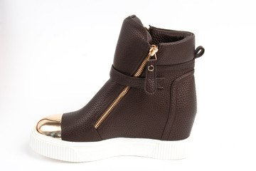 Women's demi-season shoes leather on white background