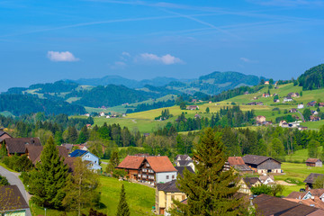 Fototapeta na wymiar Village in Schoenengrund, Hinterland, Appenzell Ausserrhoden, Switz