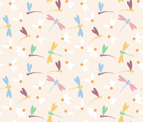 dragonfly and flower pattern background