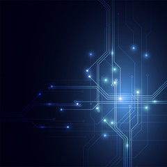 Abstract background with technology circuit board texture. Electronic motherboard illustration. Communication and engineering concept. Vector illustration