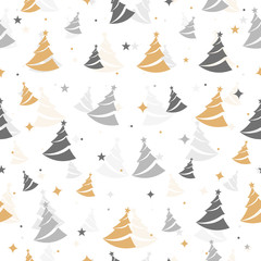 Christmas tree seamless pattern isolated background. Greeting Card, Banner, Vector illustration