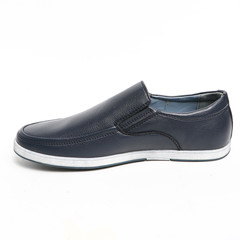 Man demi-season leather shoes on wthite