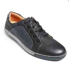 Man demi-season leather shoes on wthite