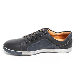 Man demi-season leather shoes on wthite