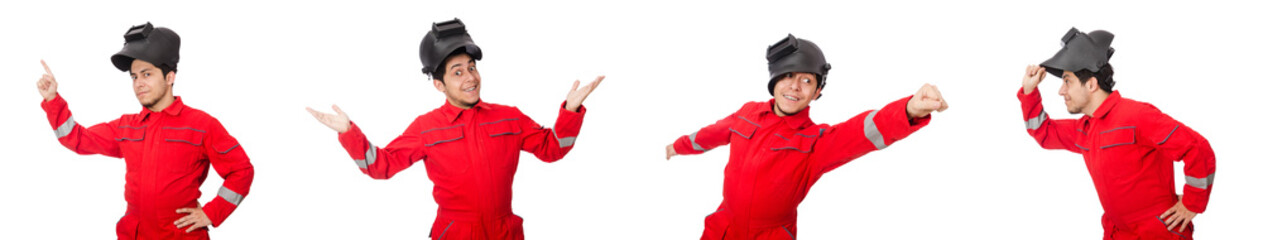 Funny welder isolated on white