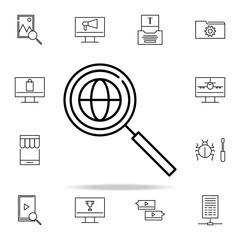 global sites search icon. seo and online marketing icons universal set for web and mobile