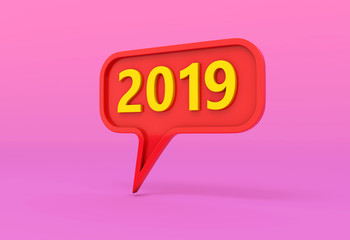 New Year 2019 Creative Design Concept - 3D Rendered Image