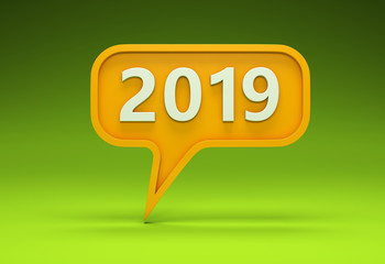 New Year 2019 Creative Design Concept - 3D Rendered Image