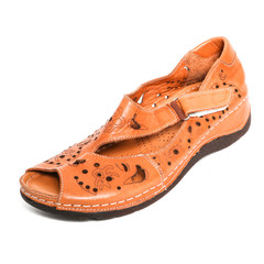 Women's flats shoes leather isolated on white background