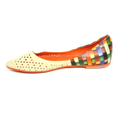 Women's flats shoes leather isolated on white background