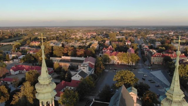 Church In Small City Aerial