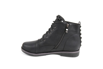 Women's leather demi-season shoes isolated on white background