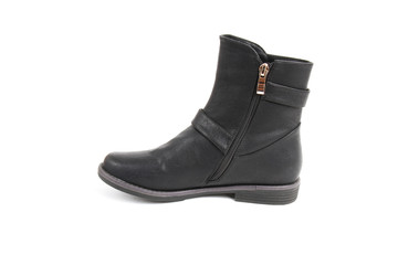 Women's leather demi-season shoes isolated on white background