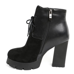 Women's leather demi-season shoes isolated on white background