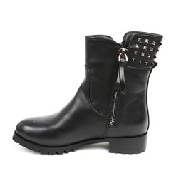 Women's leather demi-season shoes isolated on white background