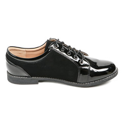 Women's leather demi-season shoes isolated on white background