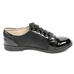 Women's leather demi-season shoes isolated on white background