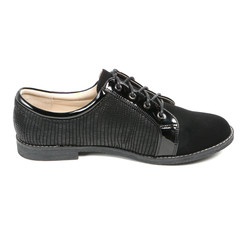 Women's leather demi-season shoes isolated on white background