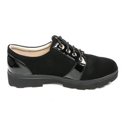 Women's leather demi-season shoes isolated on white background