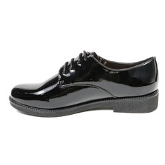 Women's leather demi-season shoes isolated on white background