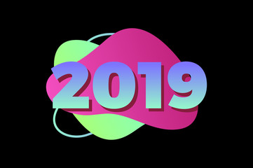 Happy New Year 2019,Numeral 2019, colorful 2019 vector illustration