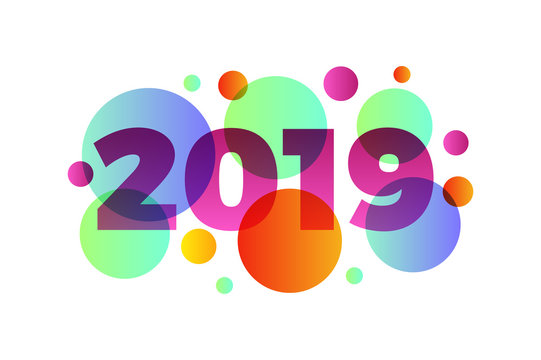 Happy New Year 2019,Numeral 2019, colorful 2019 vector illustration