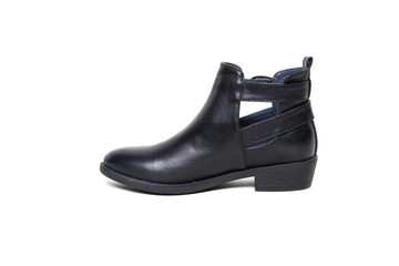 Women's leather demi-season shoes isolated on white background