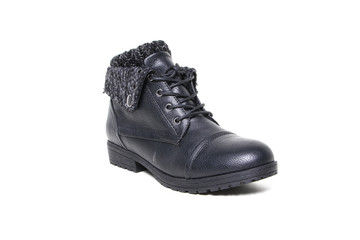 Women's leather demi-season shoes isolated on white background