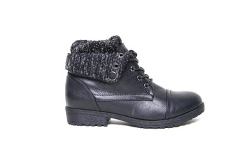 Women's leather demi-season shoes isolated on white background