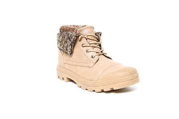 Women's leather demi-season shoes isolated on white background