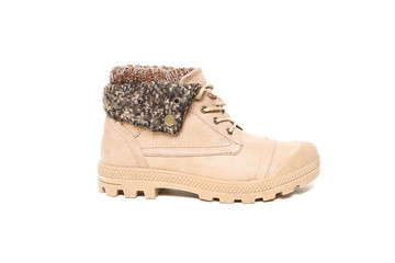 Women's leather demi-season shoes isolated on white background