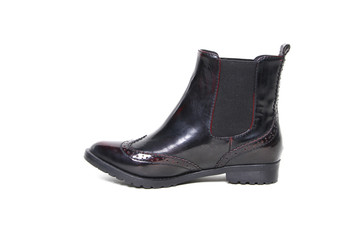 Women's leather demi-season shoes isolated on white background