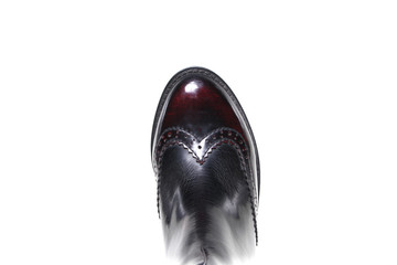 Women's leather demi-season shoes isolated on white background