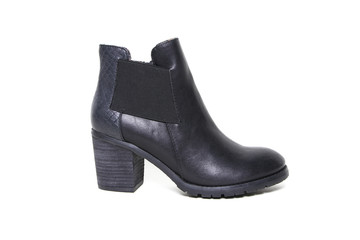 Women's leather demi-season shoes isolated on white background