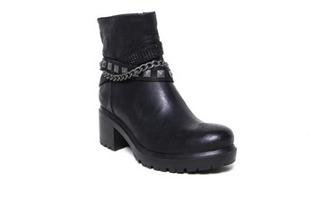 Women's leather demi-season shoes isolated on white background