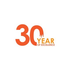 30 Year of Excellence Vector Template Design Illustration