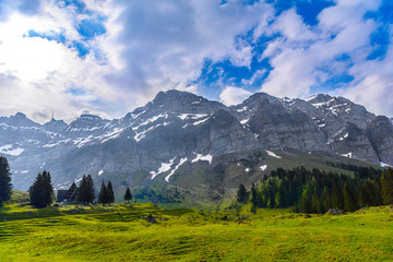 Alps mountains and fields, Schoenengrund, Hinterland, Appenzell